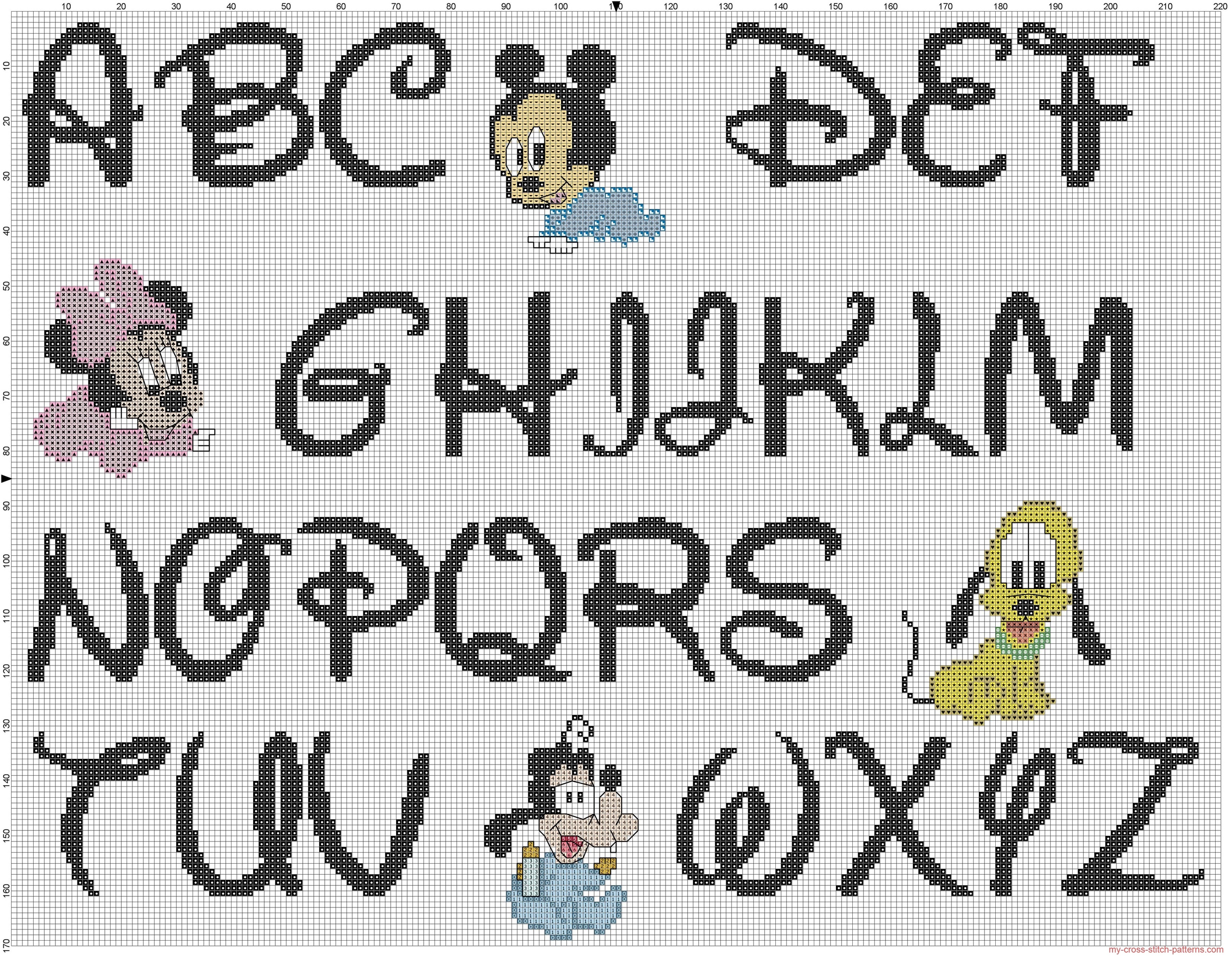 cross_stitch_disney_baby_alphabet_font_disney_and_baby_characters_pattern