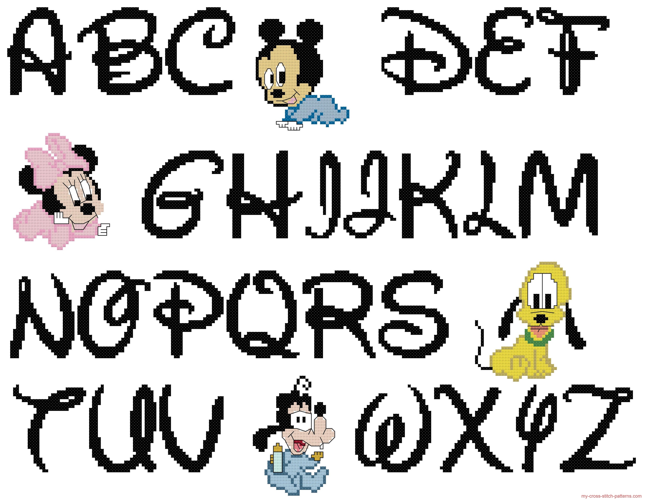 Cross Stitch Disney Baby Alphabet Font Disney And Baby Characters