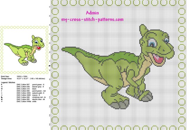 cross_stitch_pattern_baby_pillow_with_ducky_from_the_land_before_time_cartoons
