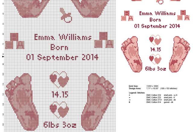 cross_stitch_pattern_birth_record_with_baby_pink_hands_and_feet_free_download