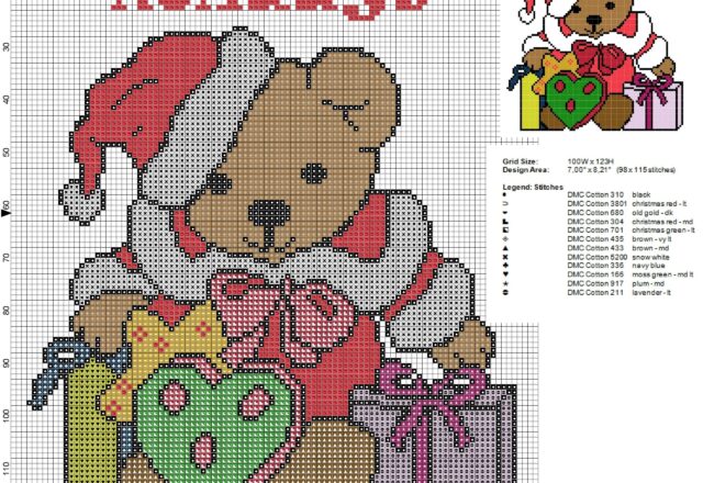 cross_stitch_pattern_christmas_teddy_bear_and_written_happy_holidays