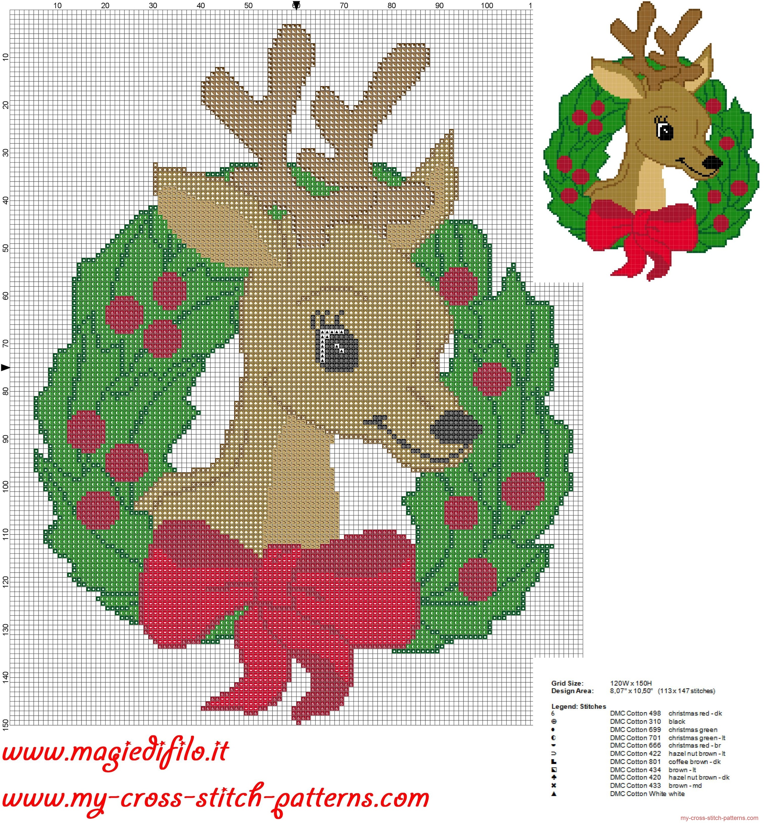 cross_stitch_pattern_garland_christmas_reindeer