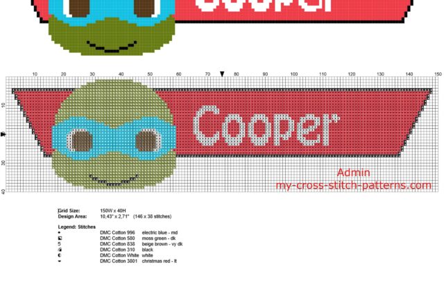 cross_stitch_pattern_name_cooper_with_ninja_turtles_leo_character_free_download