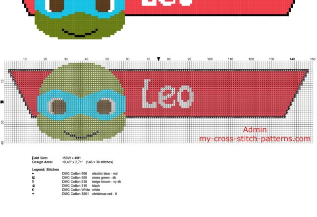 cross_stitch_pattern_name_leo_with_ninja_turtle_leonardo_free_download