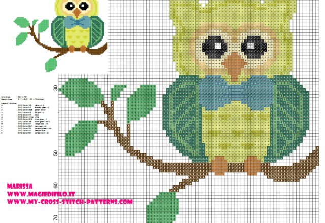 cross_stitch_pattern_owl_on_branch_with_bow_tie_