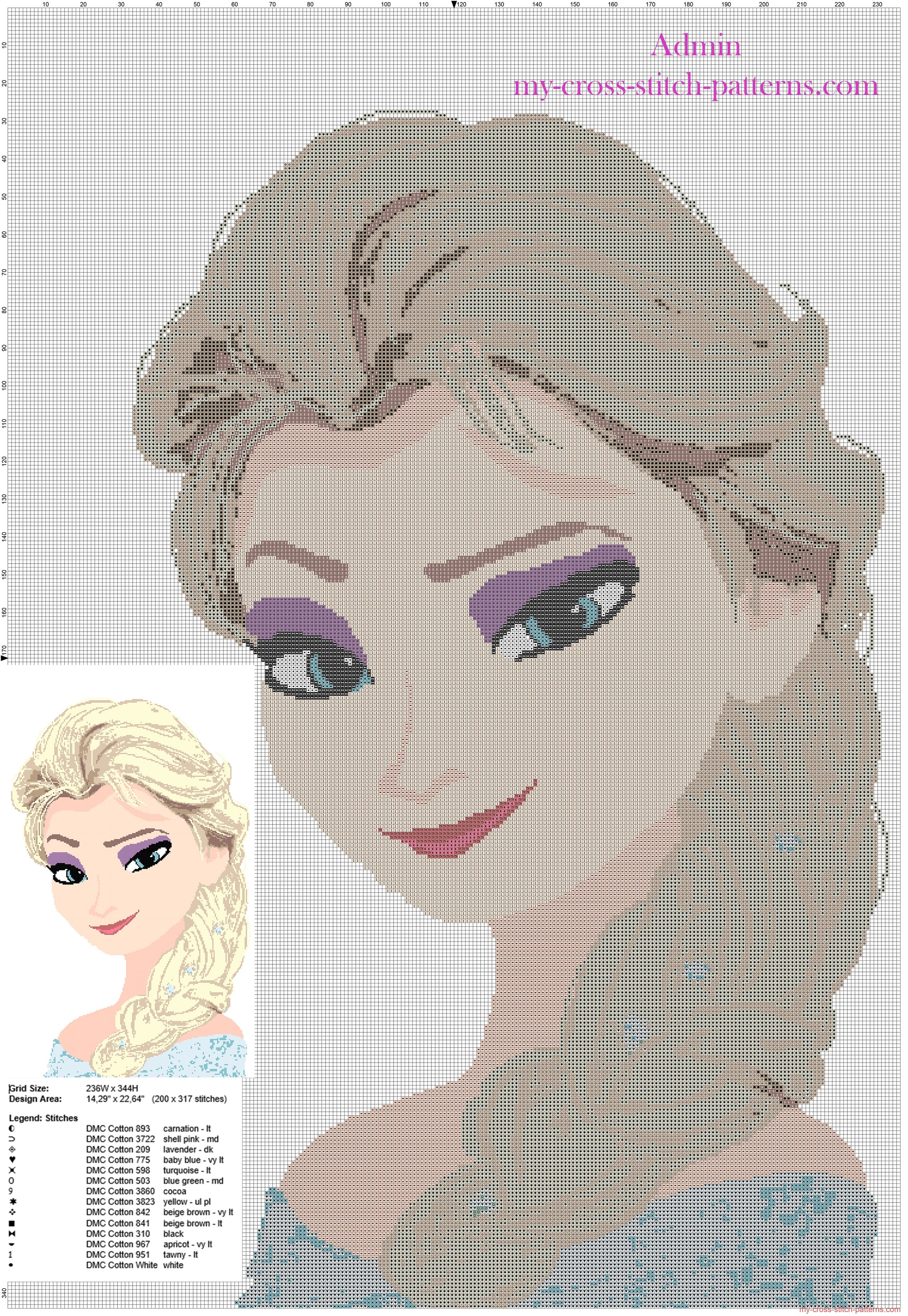 cross_stitch_pattern_wall_hanging_for_children_with_disney_princess_elsa