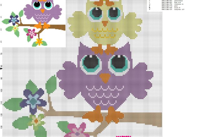 cross_stitch_pattern_with_owls_in_the_tower_of_flowering_branch