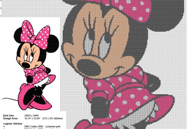 cross_stitch_wall_hanging_with_disney_minnie_mouse