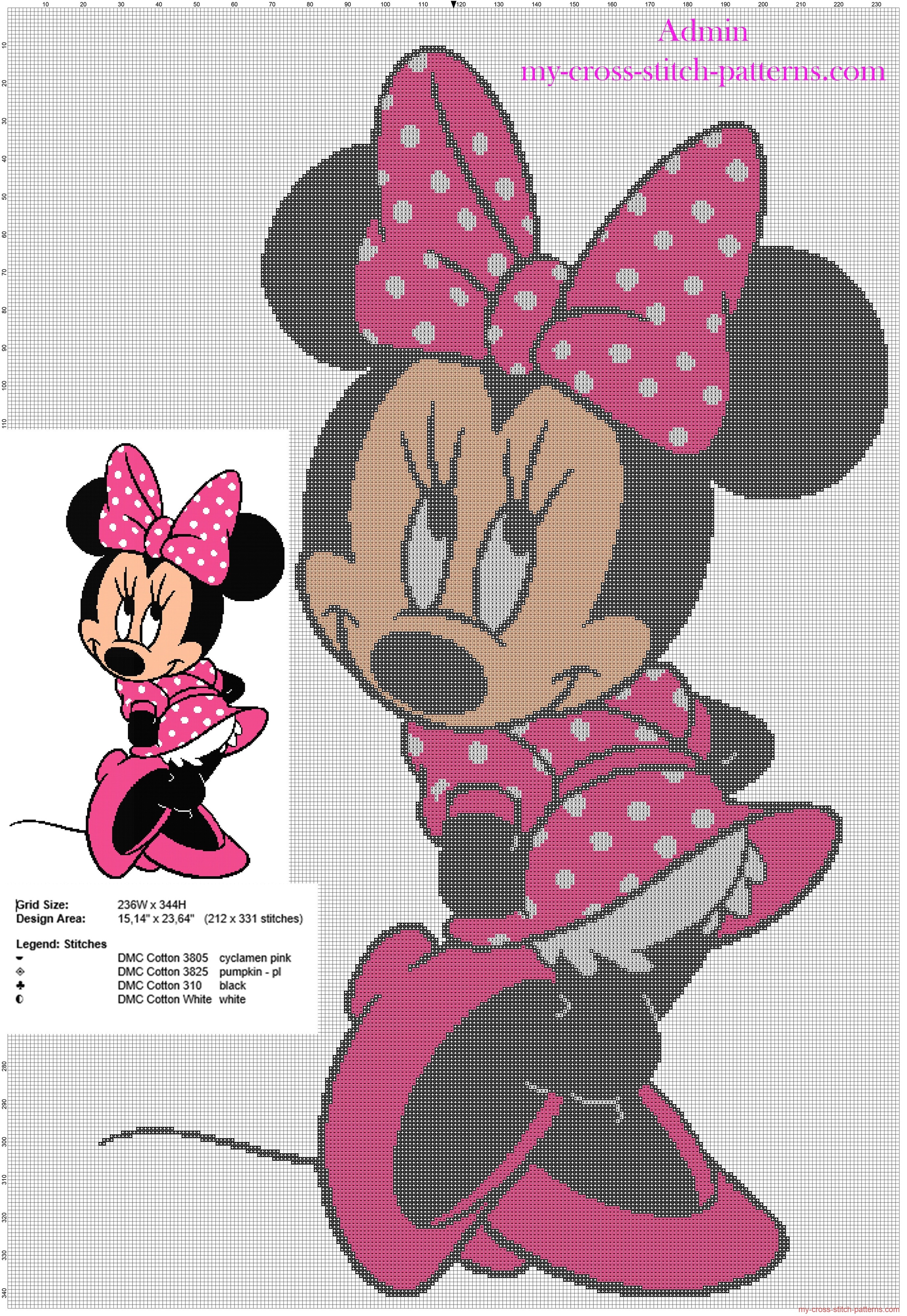 cross_stitch_wall_hanging_with_disney_minnie_mouse
