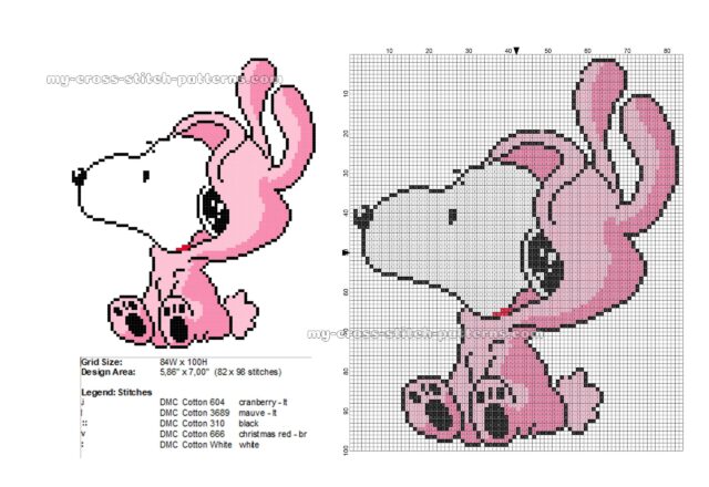 cute_snoopy_easter_bunny_free_cross_stitch_pattern_82x98