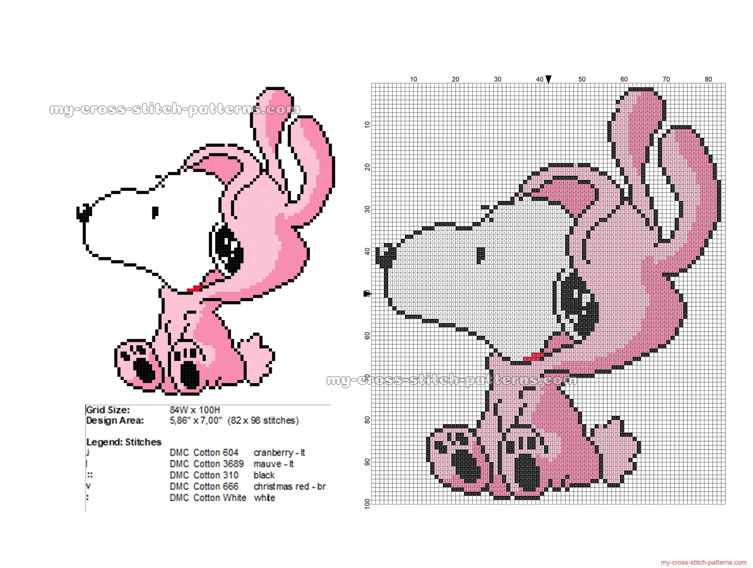 cute_snoopy_easter_bunny_free_cross_stitch_pattern_82x98