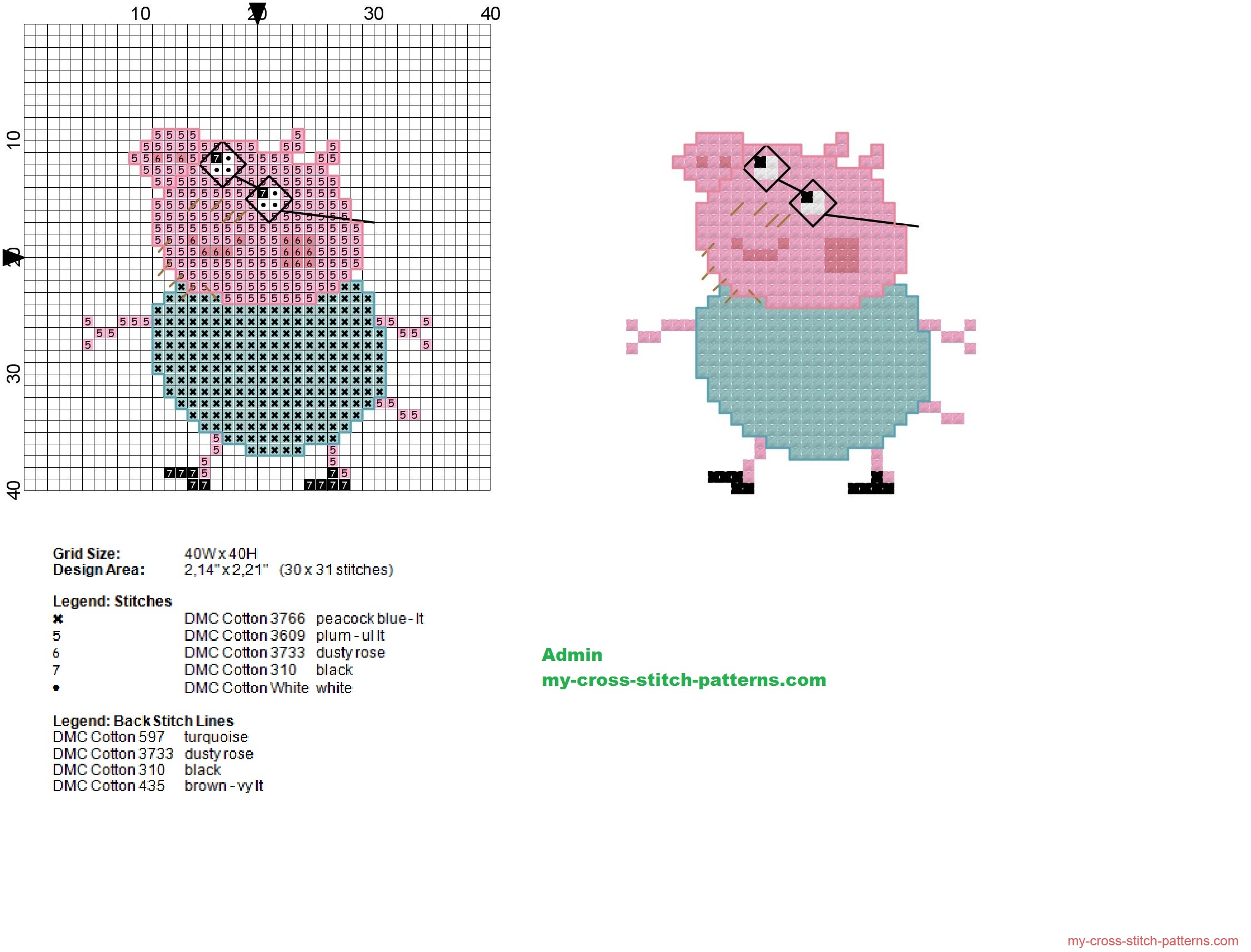 daddy_pig_small_cross_stitch_pattern_30x31