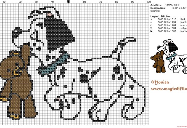 dalmatian_puppy_with_teddy_bear_cross_stitch_pattern