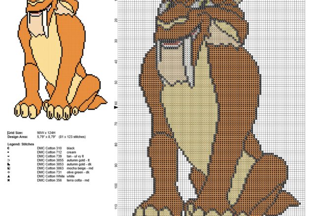 diego_saber_toothed_cat_ice_age_character_free_cross_stitch_pattern_download