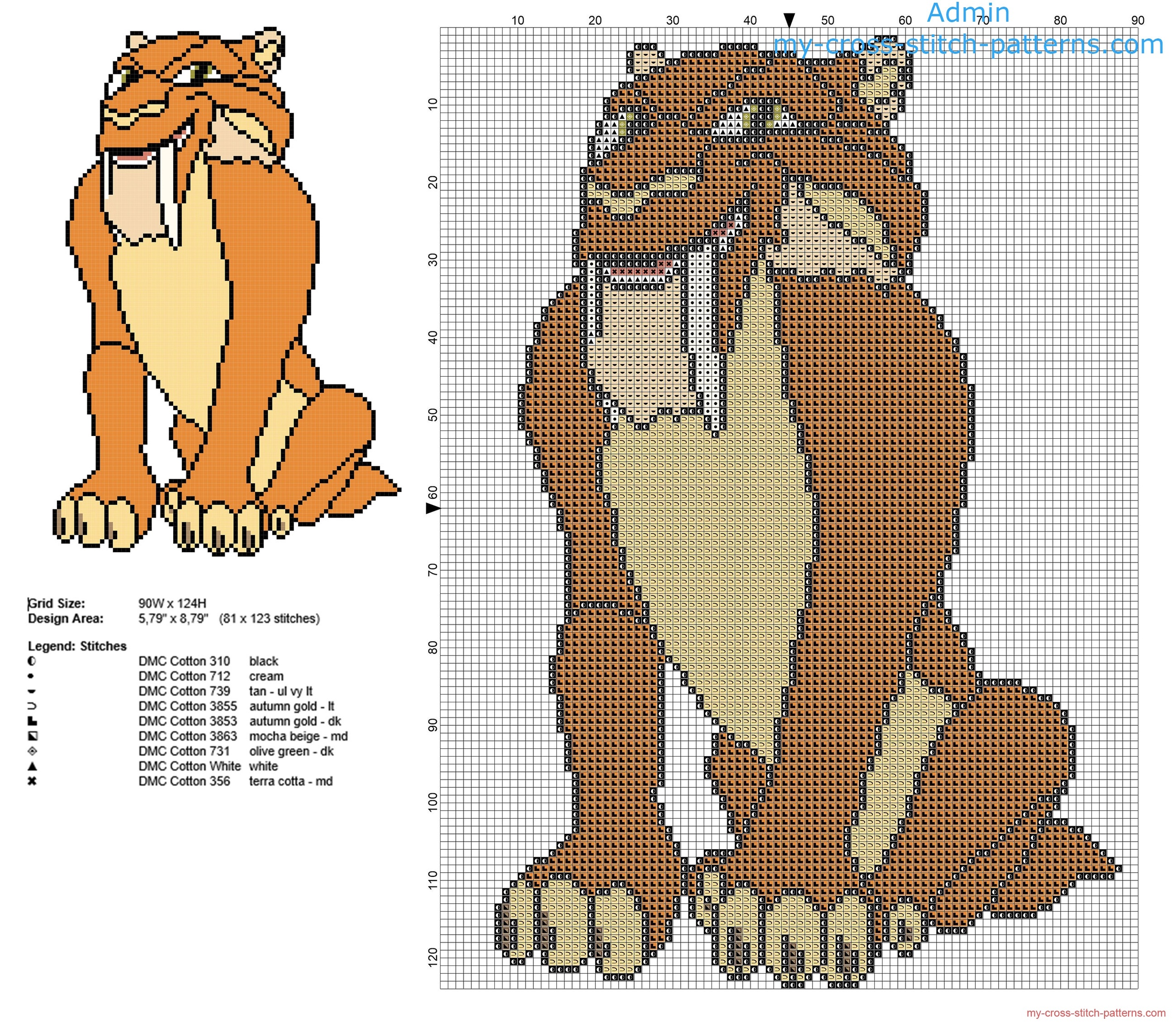 diego_saber_toothed_cat_ice_age_character_free_cross_stitch_pattern_download