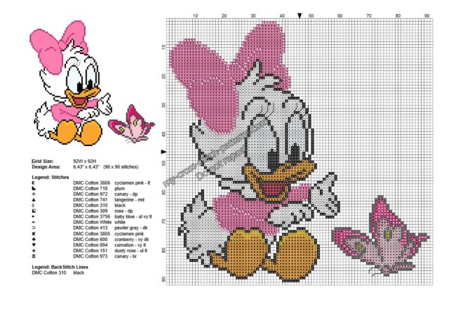 disney_baby_daisy_duck_with_butterfly_free_cross_stitch_pattern