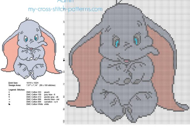 disney_baby_dumbo_the_flying_elephant_free_small_cross_stitch_pattern