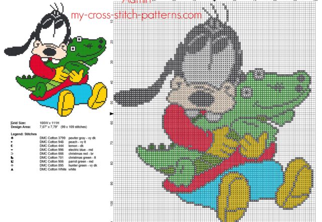 disney_baby_goofy_with_crocodile_toy_free_small_cross_stitch_pattern