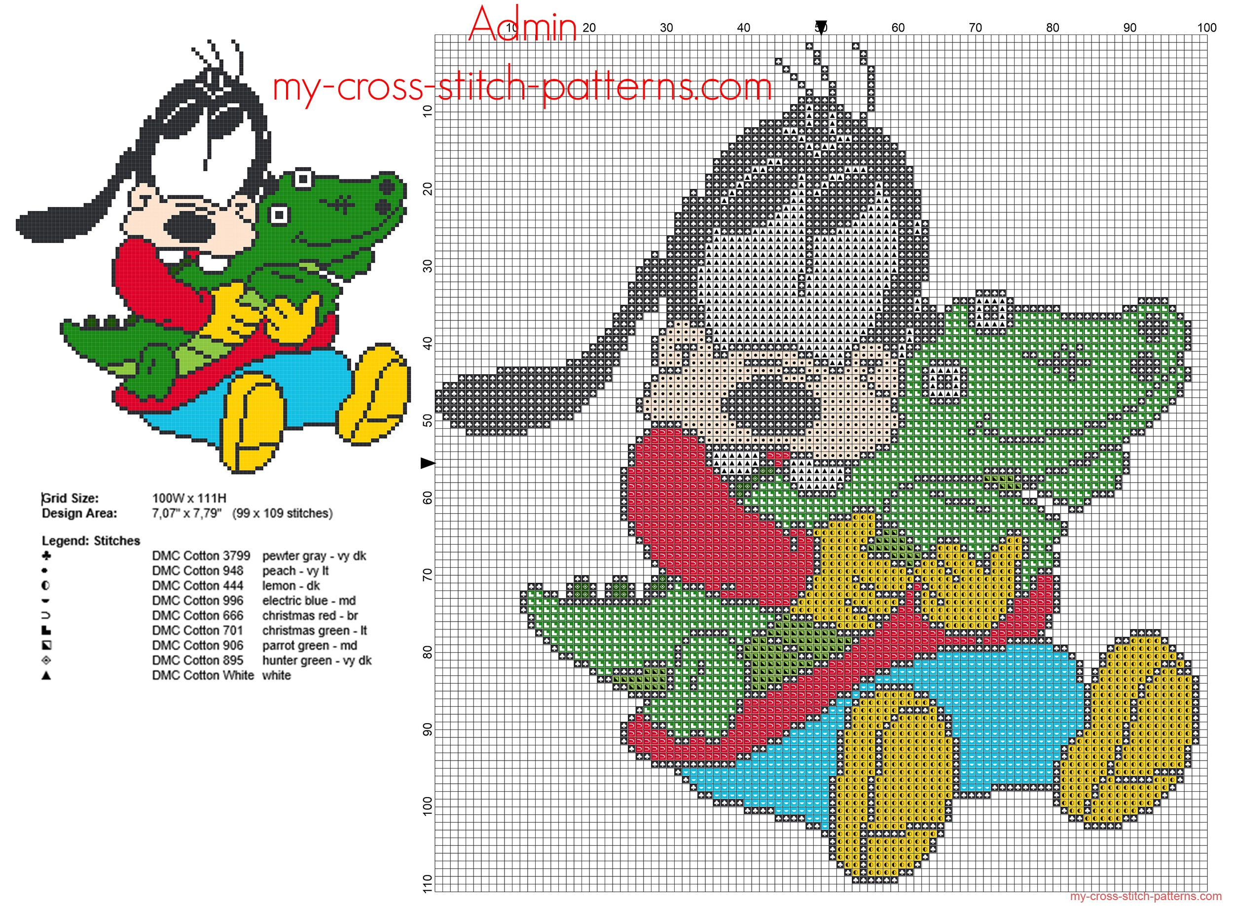 disney_baby_goofy_with_crocodile_toy_free_small_cross_stitch_pattern