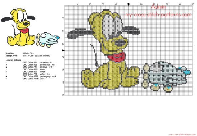 disney_baby_pluto_with_airplane_toy_free_small_cross_stitch_pattern