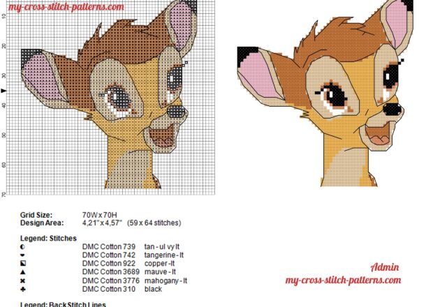 disney_bambi_face_free_cross_stitch_pattern