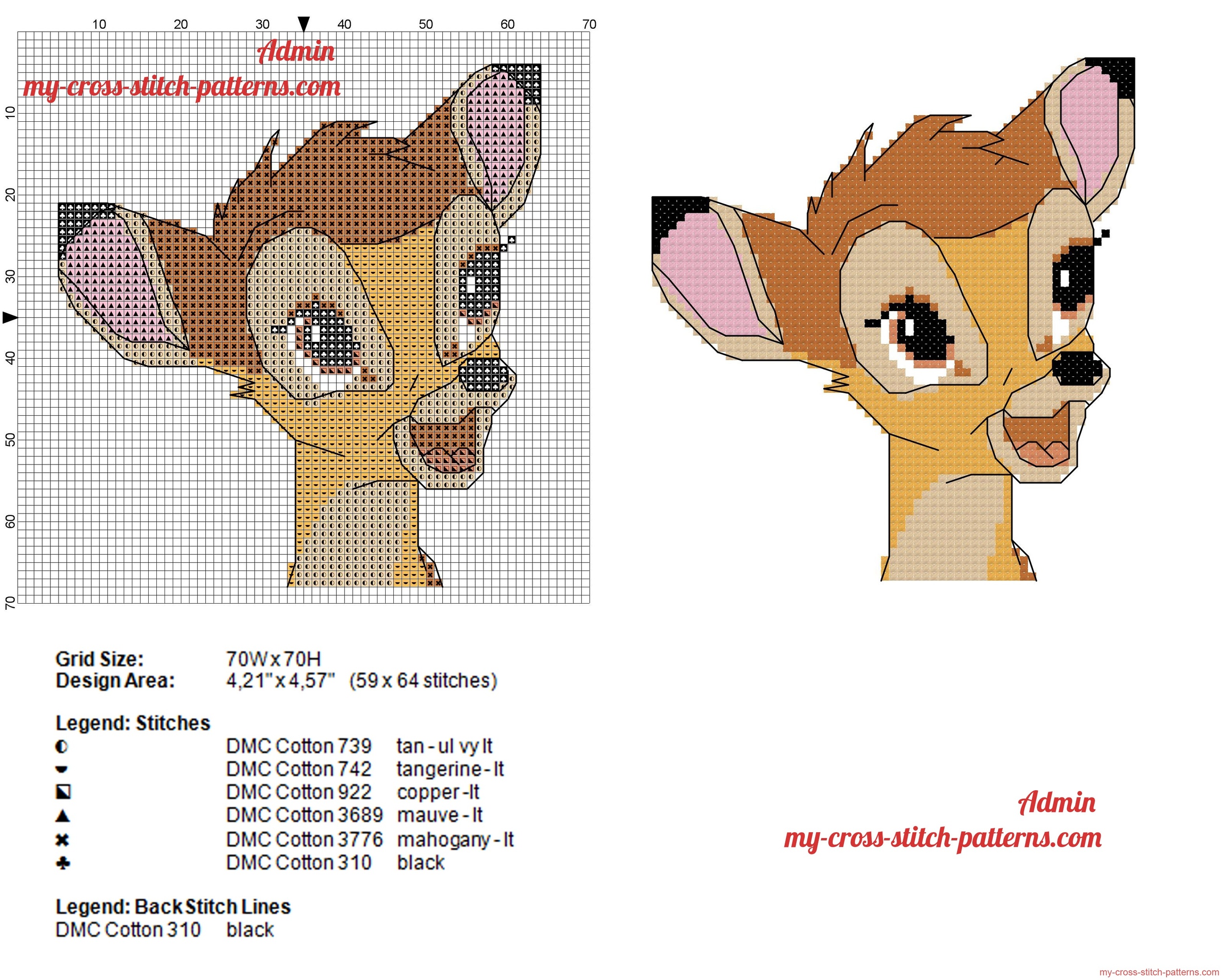 disney_bambi_face_free_cross_stitch_pattern