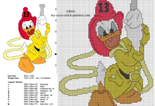 disney_donald_duck_fireman_free_cross_stitch_pattern