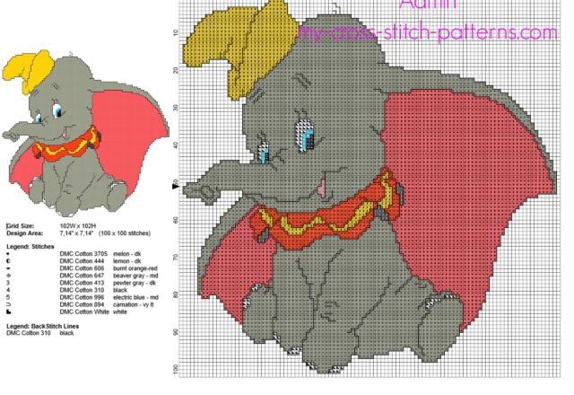 disney_dumbo_flying_elephant_cross_stitch_pattern_100_x_100_stitches_9_dmc_threads