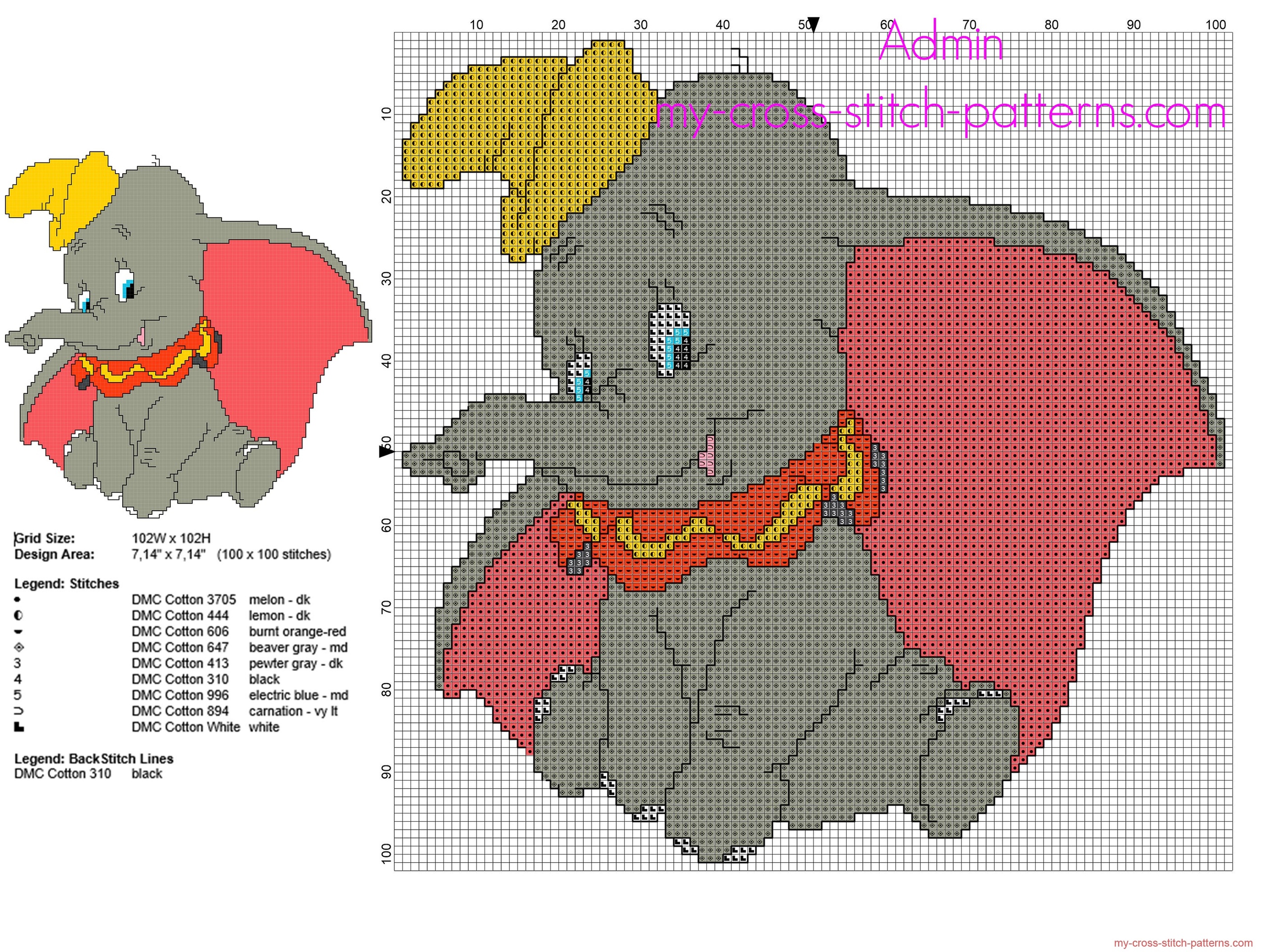 disney_dumbo_flying_elephant_cross_stitch_pattern_100_x_100_stitches_9_dmc_threads