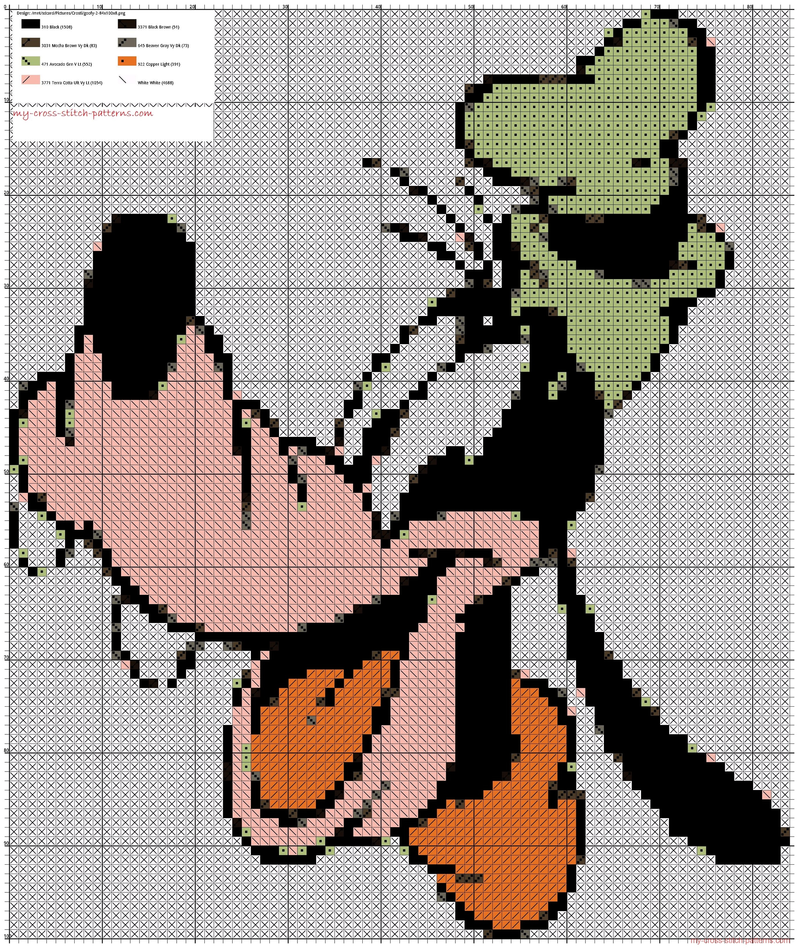 disney_goofy_simple_cross_stitch_pattern_app_android_crosti