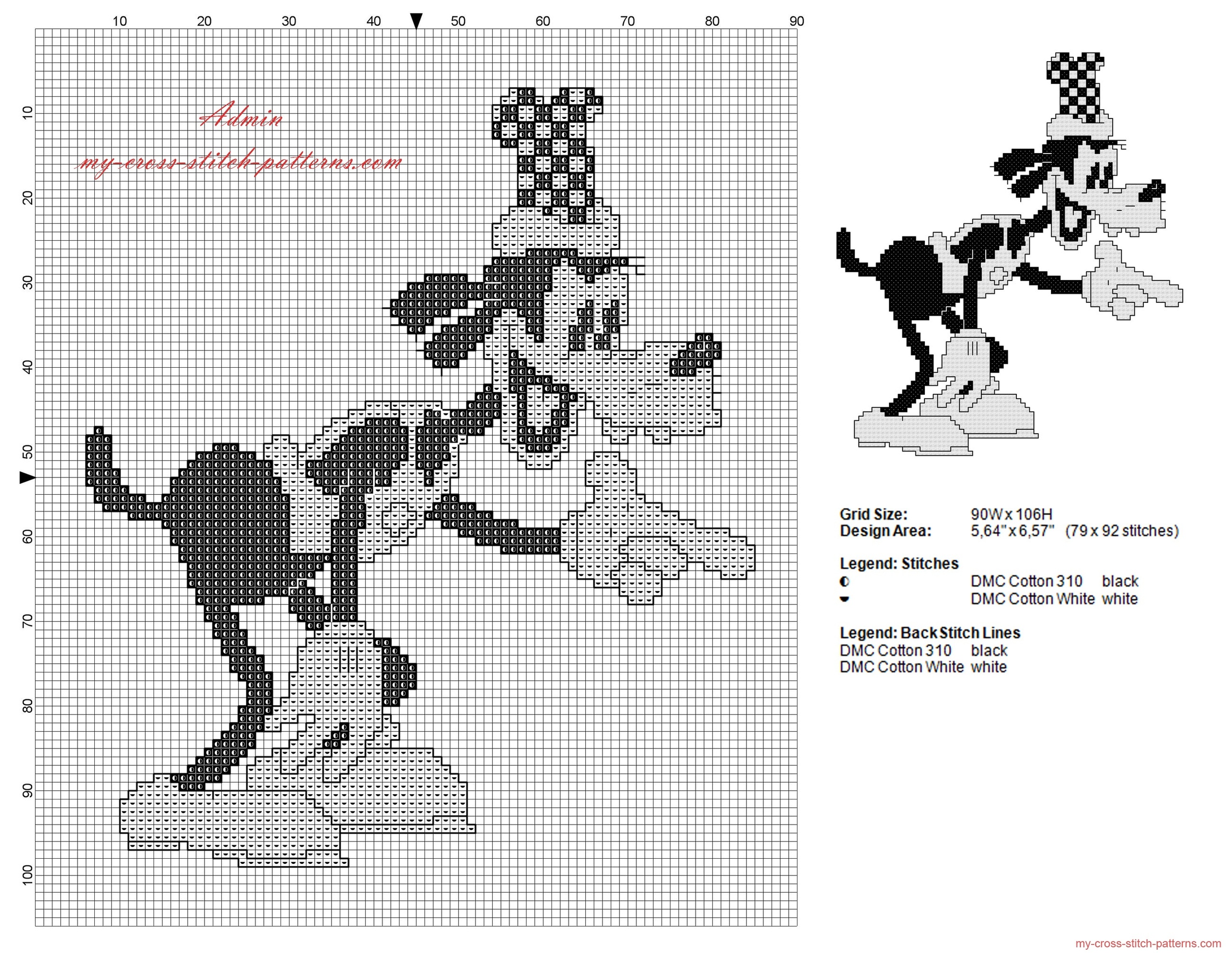 disney_goofy_vintage_old_black_and_white_cross_stitch_pattern