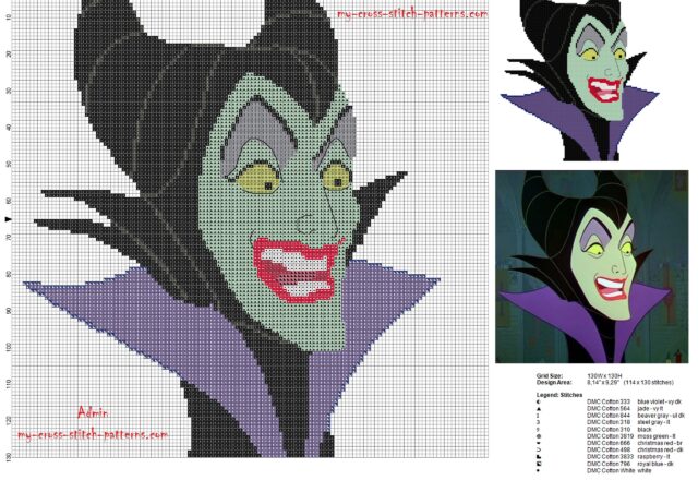 disney_maleficent_cross_stitch_pattern_114x130_11_colors