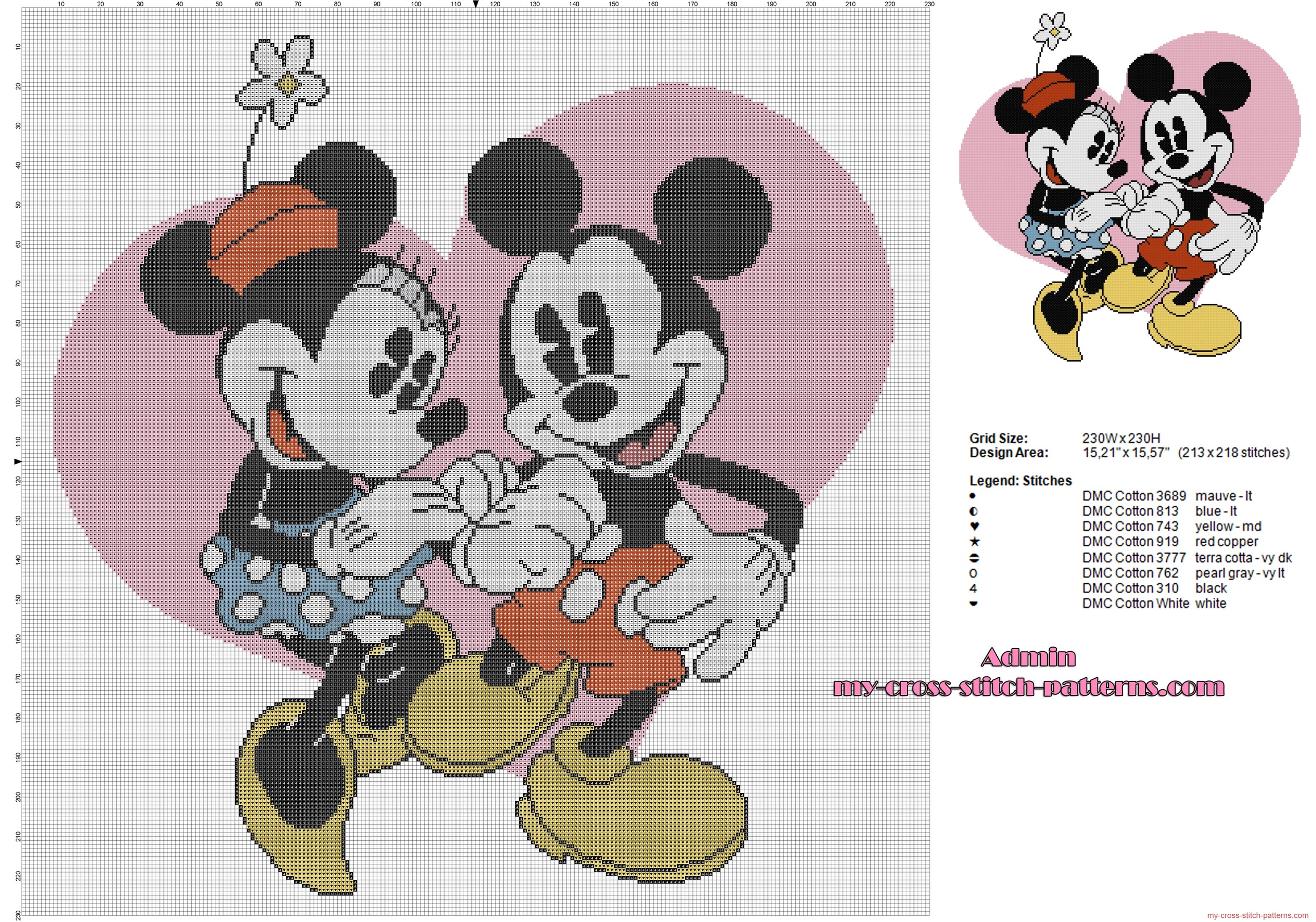 disney_mickey_mouse_and_minnie_with_pink_heart_cross_stitch_baby_blanket_idea