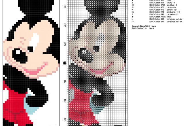 disney_mickey_mouse_children_bookmark_free_cross_stitch_pattern