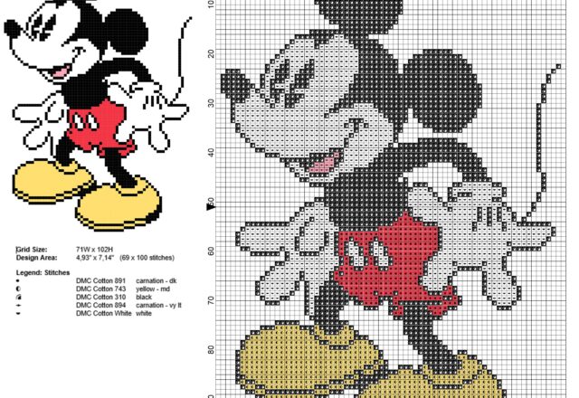 disney_mickey_mouse_smiling_free_cross_stitch_pattern_69_x_100_stitches_5_dmc_threads