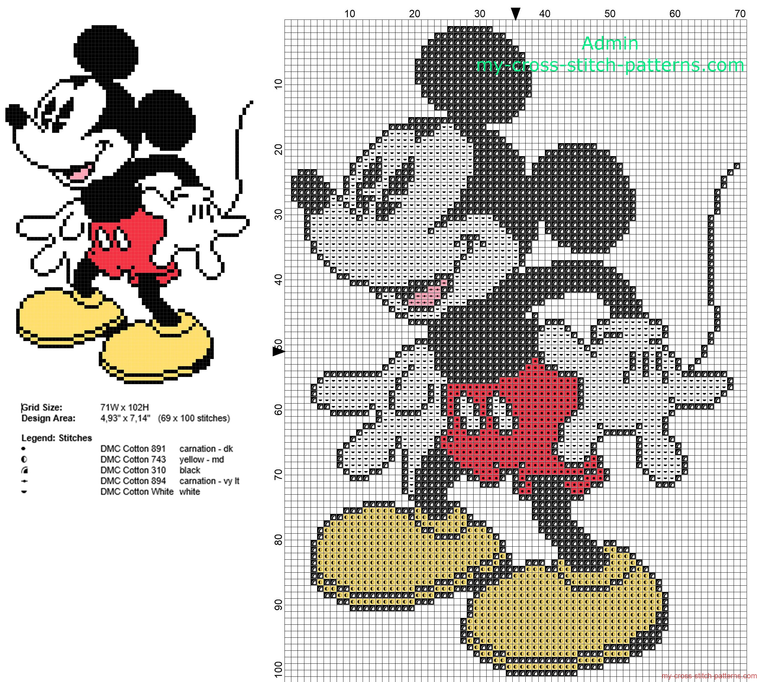 disney_mickey_mouse_smiling_free_cross_stitch_pattern_69_x_100_stitches_5_dmc_threads