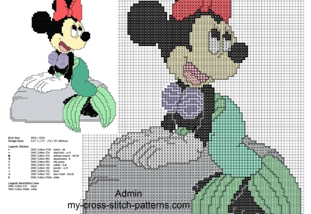 disney_minnie_ariel_the_little_mermaid_free_cross_stitch_pattern