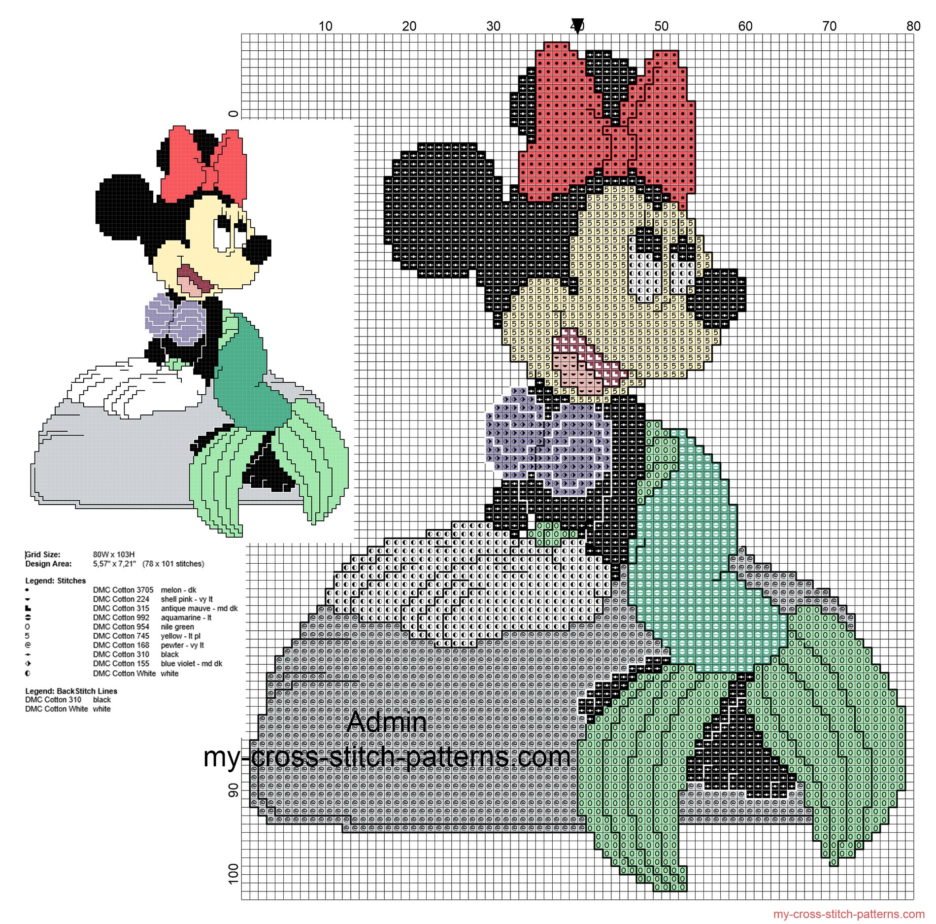 disney_minnie_ariel_the_little_mermaid_free_cross_stitch_pattern