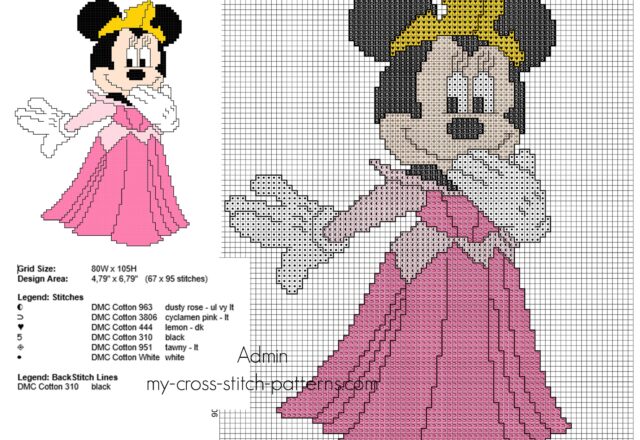 disney_minnie_as_princess_aurora_free_cross_stitch_pattern