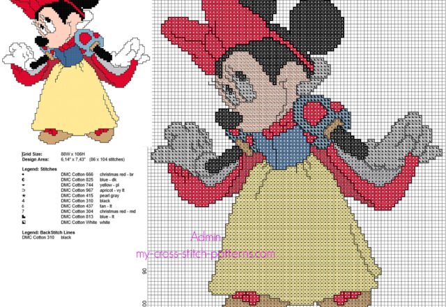 disney_minnie_mouse_snow_white_free_back_stitch_cross_stitch_pattern