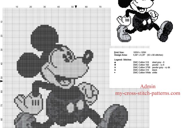 disney_vintage_black_and_white_mickey_mouse_walking_free_cross_stitch_pattern