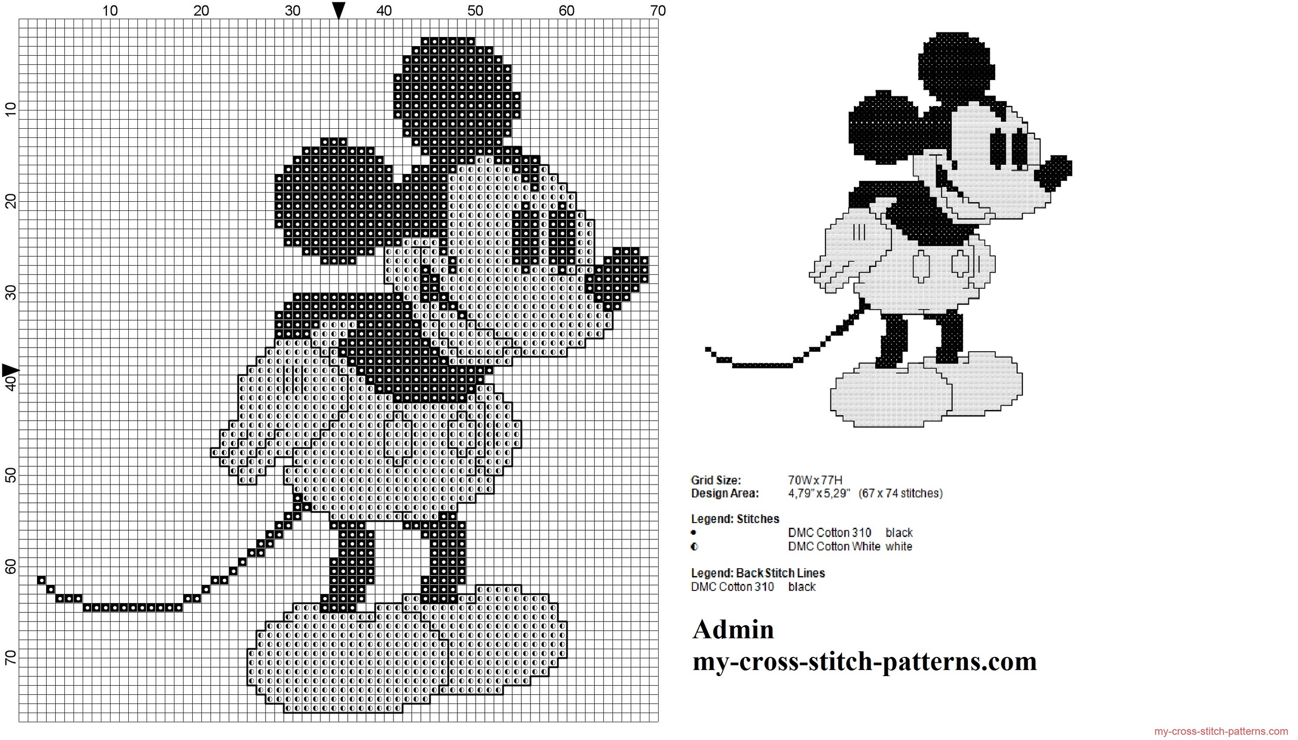 disney_vintage_mickey_mouse_black_and_white_cross_stitch_pattern