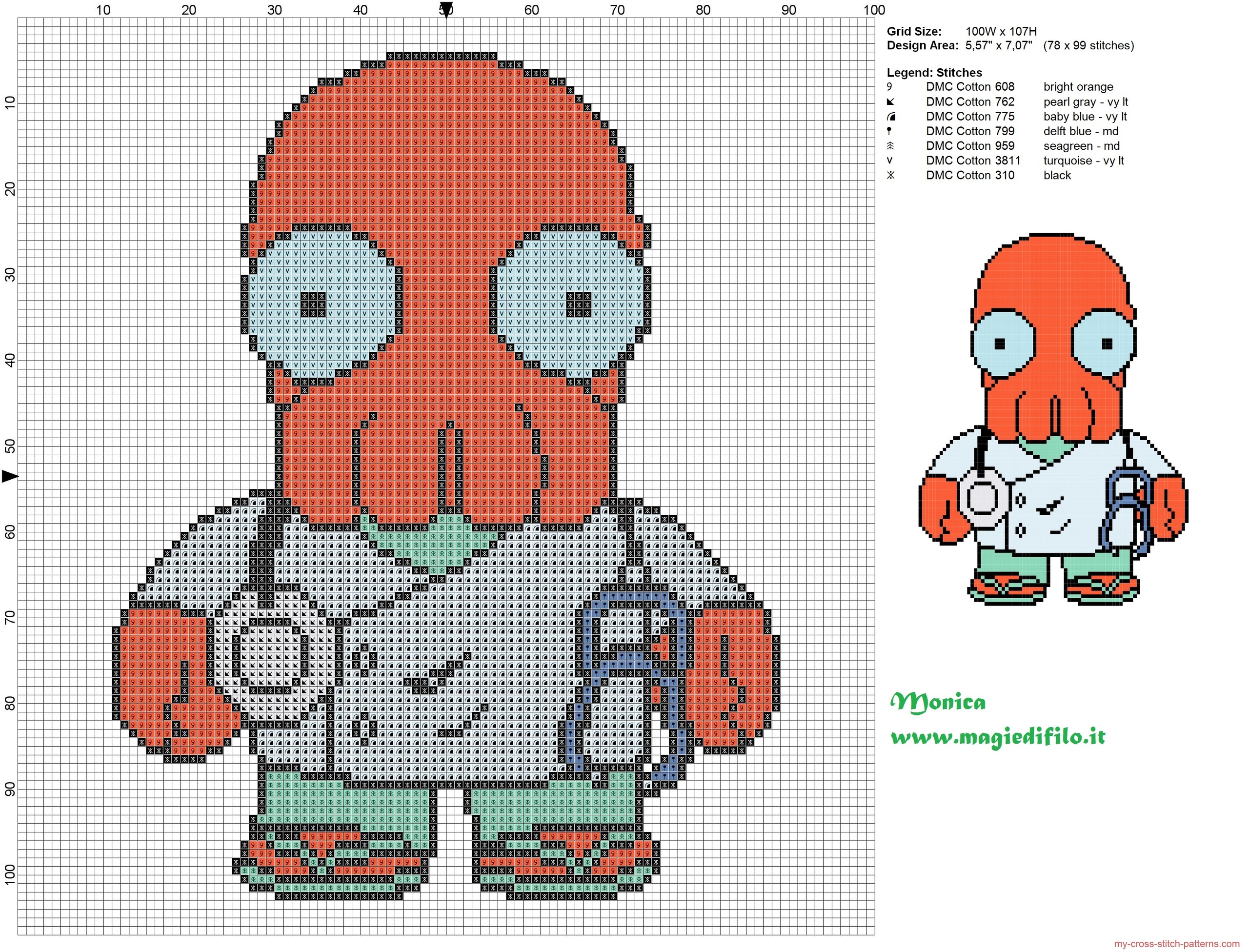 doctor_zoidberg_futurama_cross_stitch_pattern