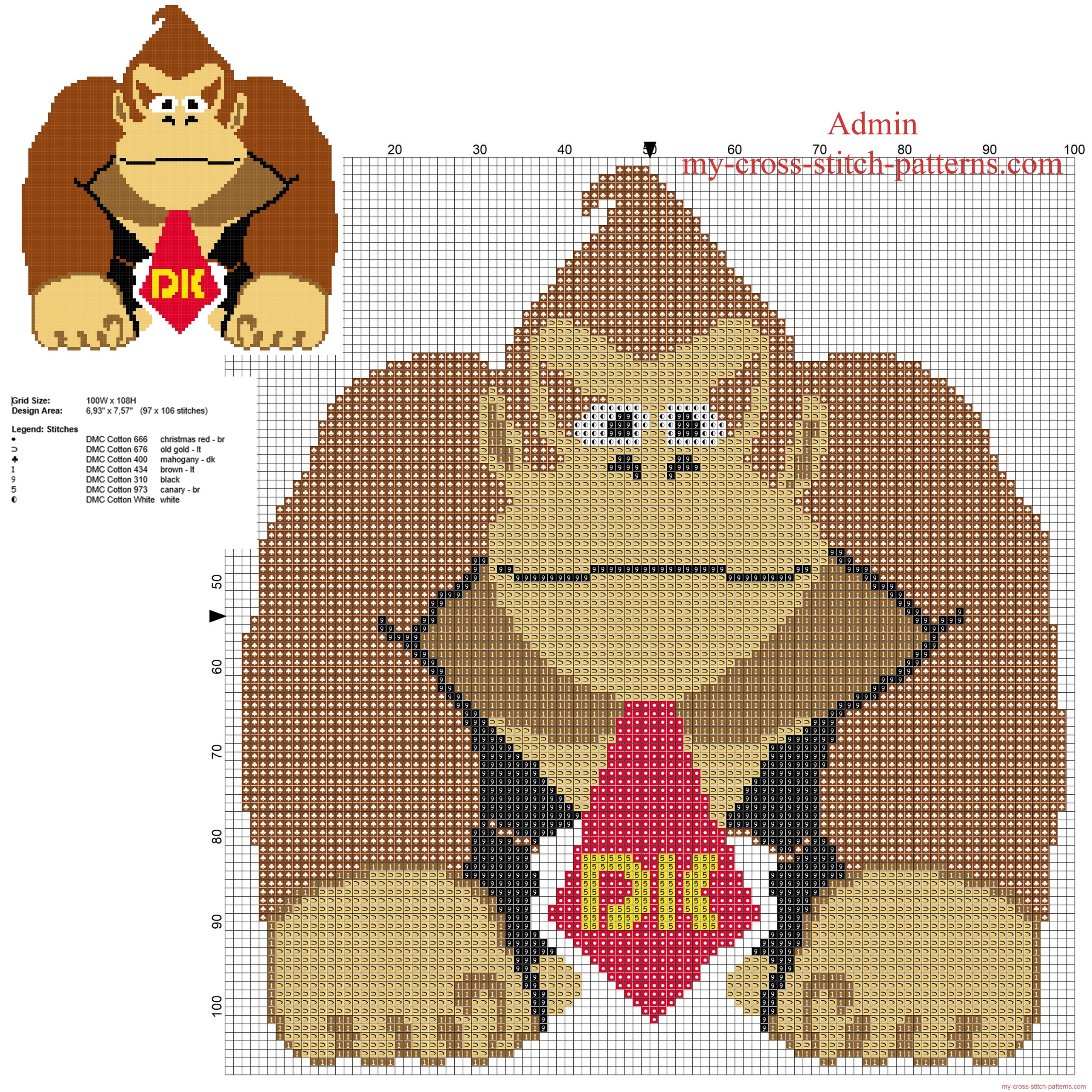 donkey_kong_super_mario_character_free_cross_stitch_pattern_download