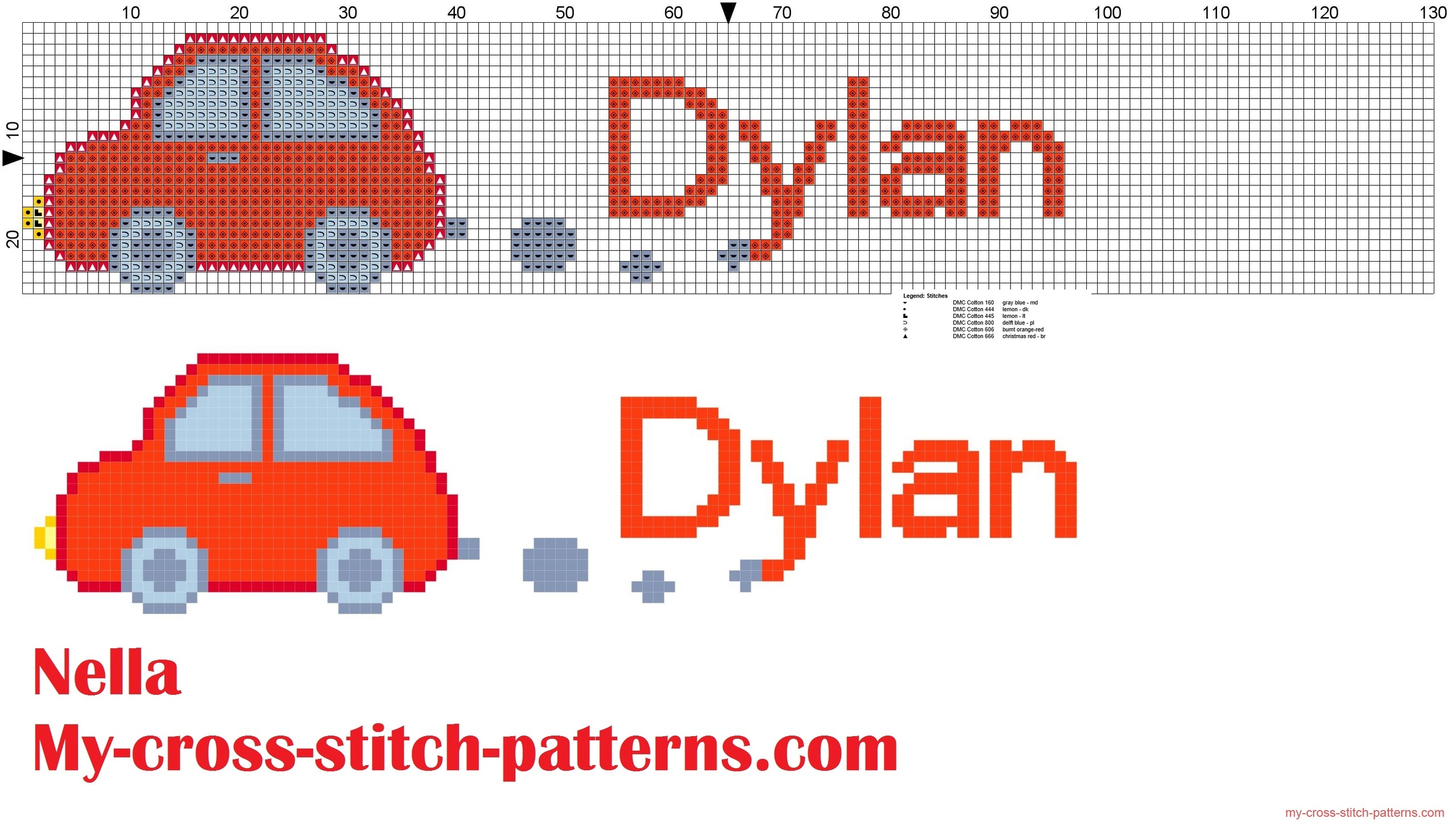 dylan_name_with_toy_car_cross_stitch_patterns