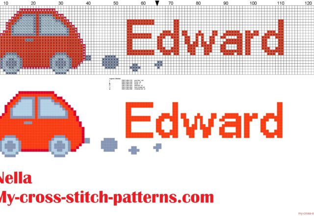 edward_name_with_toy_car_cross_stitch_patterns