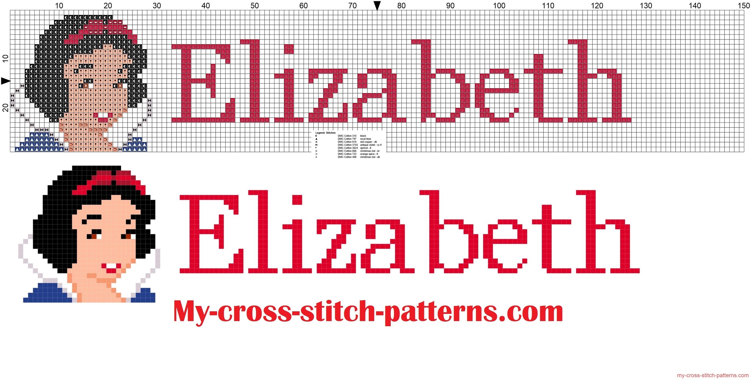 elizabeth_cross_stitch_pattern_name_with_disney_princess_white_snow