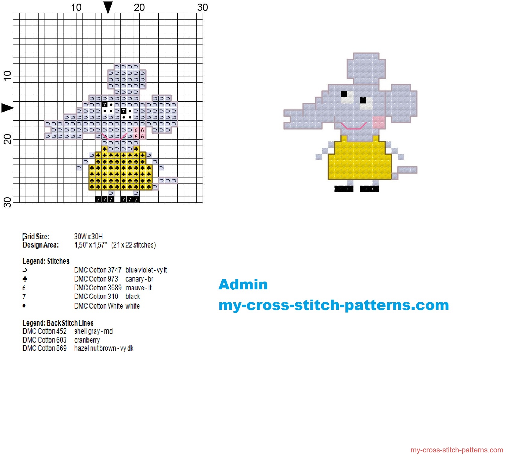 emily_elephant_peppa_pig_character_cross_stitch_pattern_21x22