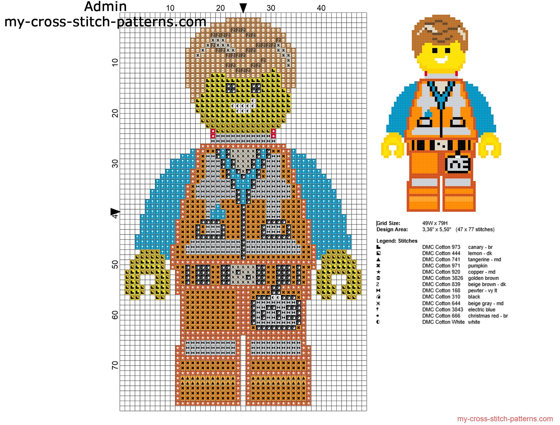 emmet_the_lego_movie_character_free_cross_stitch_pattern