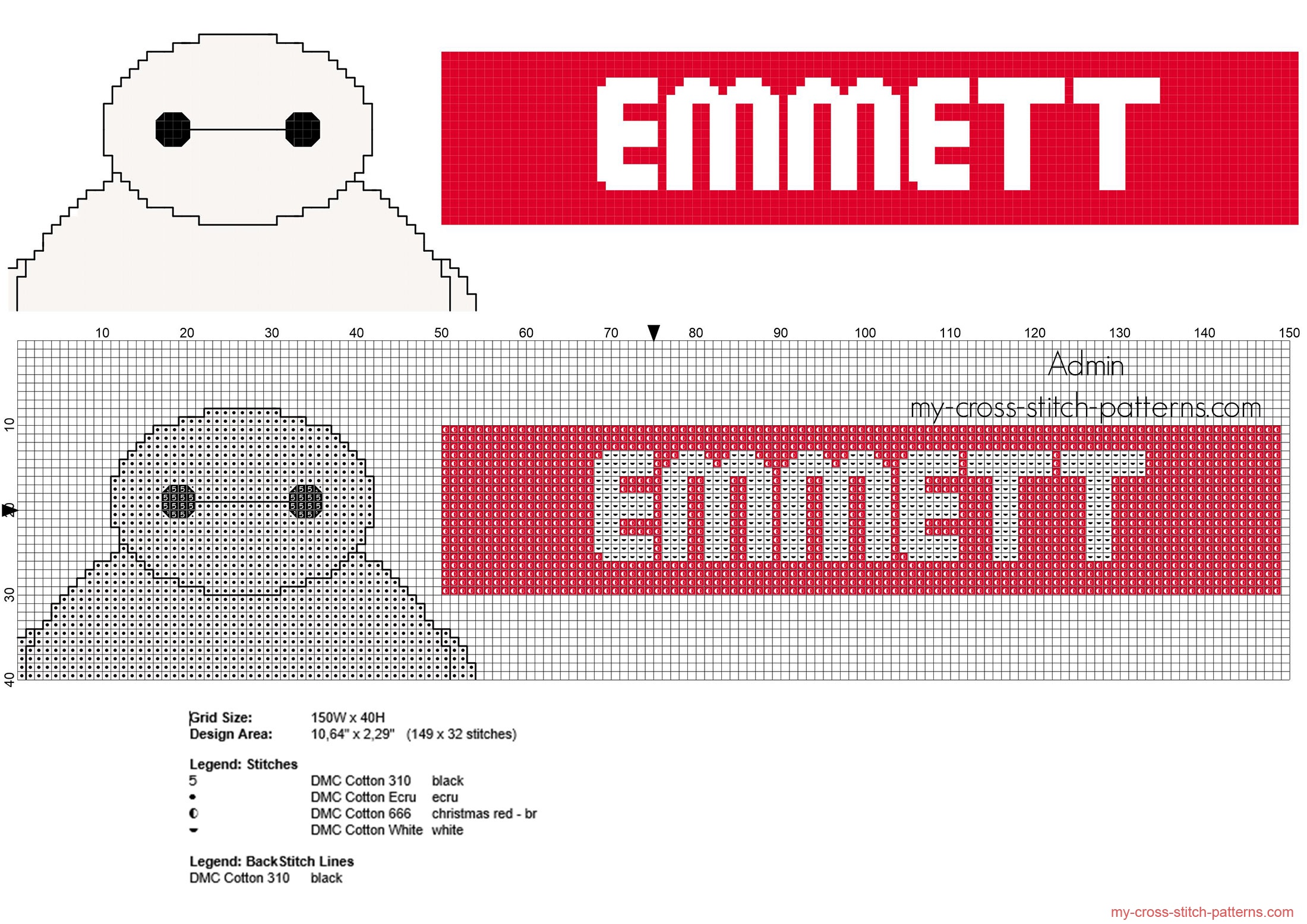 emmett_cross_stitch_baby_male_name_with_disney_big_hero_6_baymax